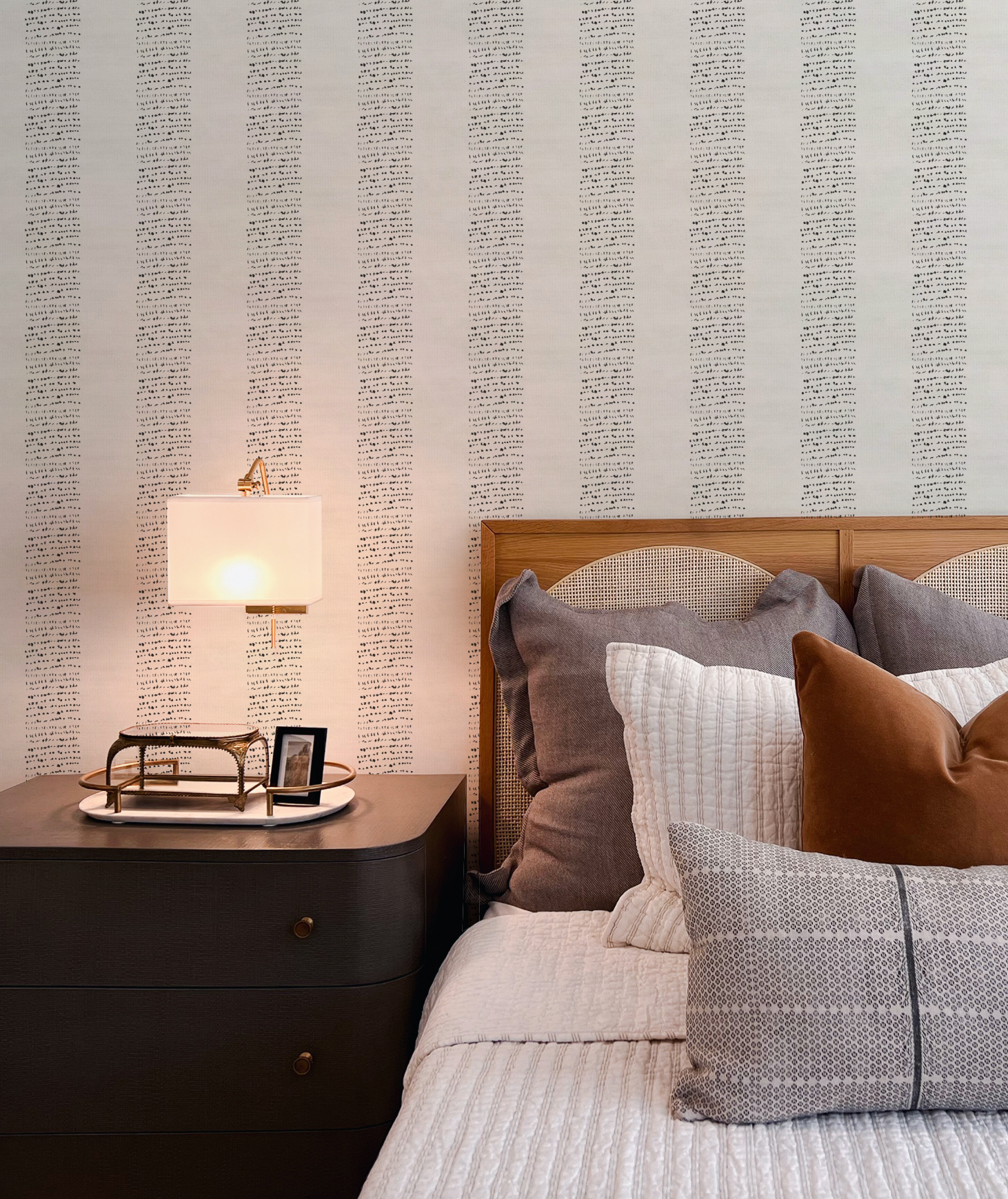 Dotted Stripe In Charcoal Black Wallpaper