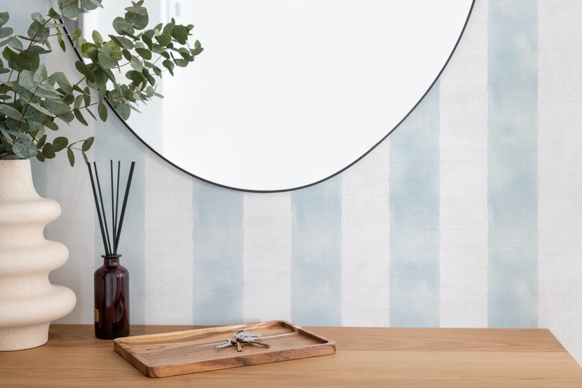 Painted Stripe In Hamptons Blue Wallpaper