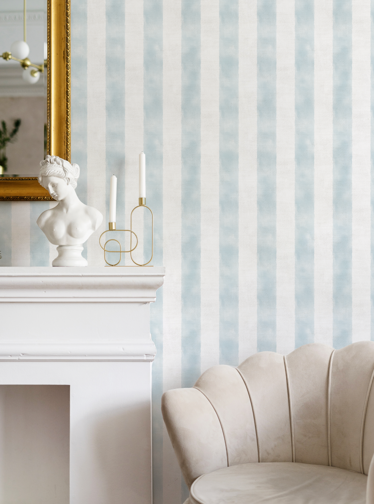 Painted Stripe In Hamptons Blue Wallpaper