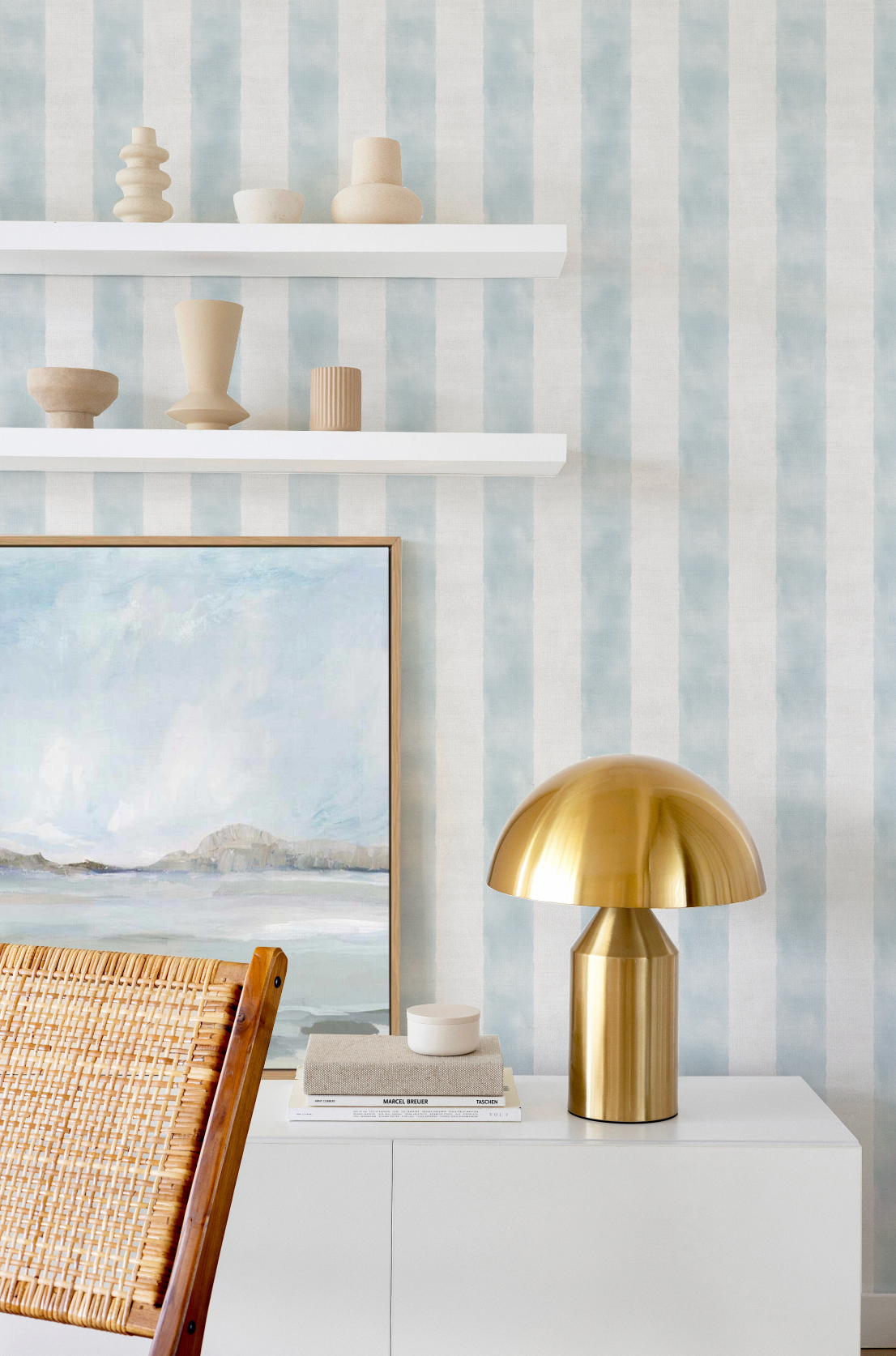 Painted Stripe In Hamptons Blue Wallpaper