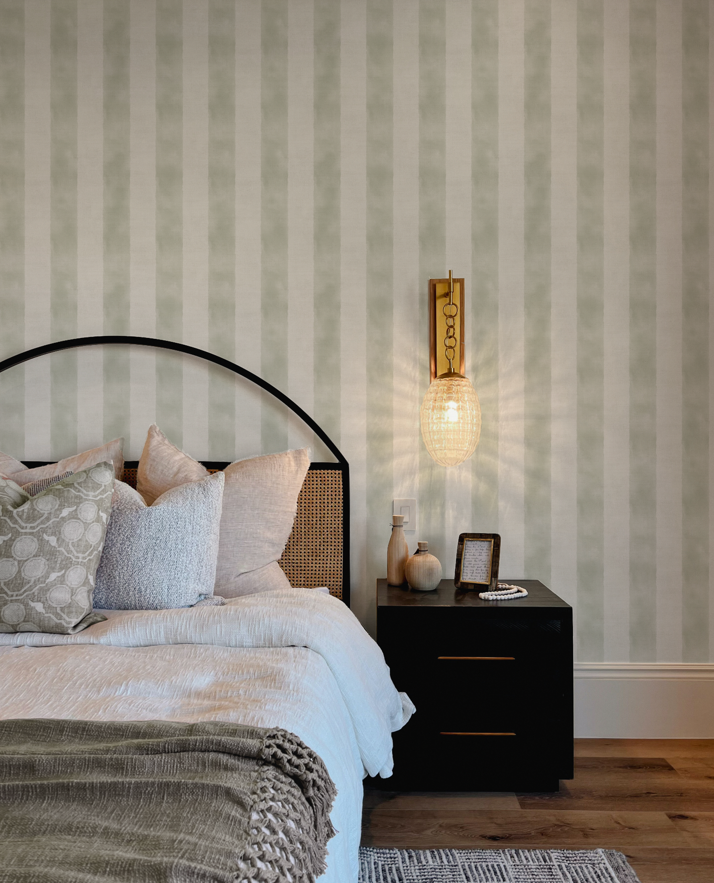 Painted Stripe In Sage Green Wallpaper