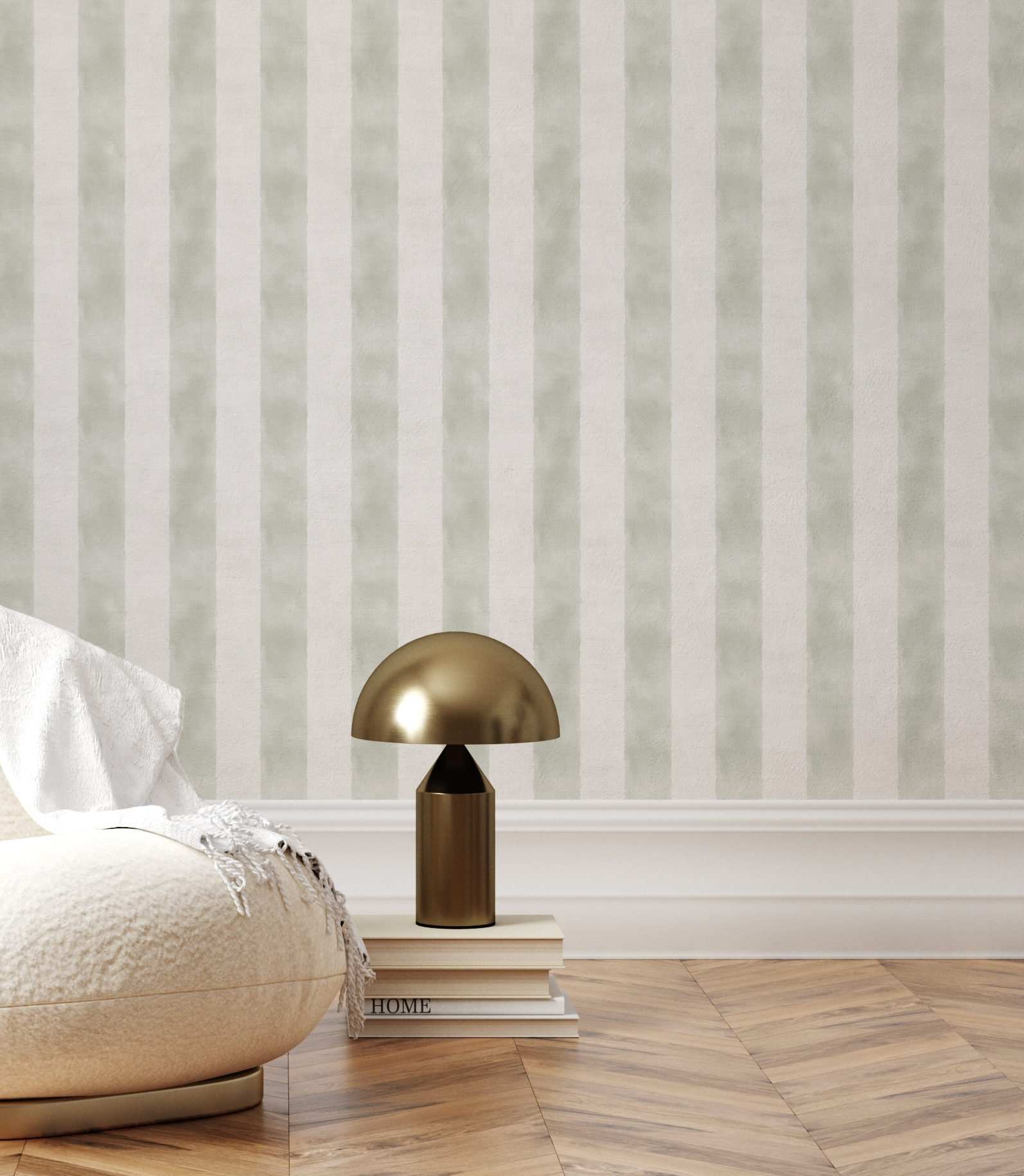 Painted Stripe In Sage Green Wallpaper