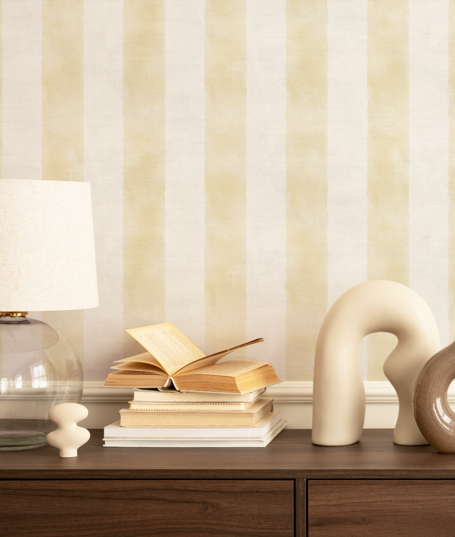 Painted Stripe In Lemon Yellow Wallpaper