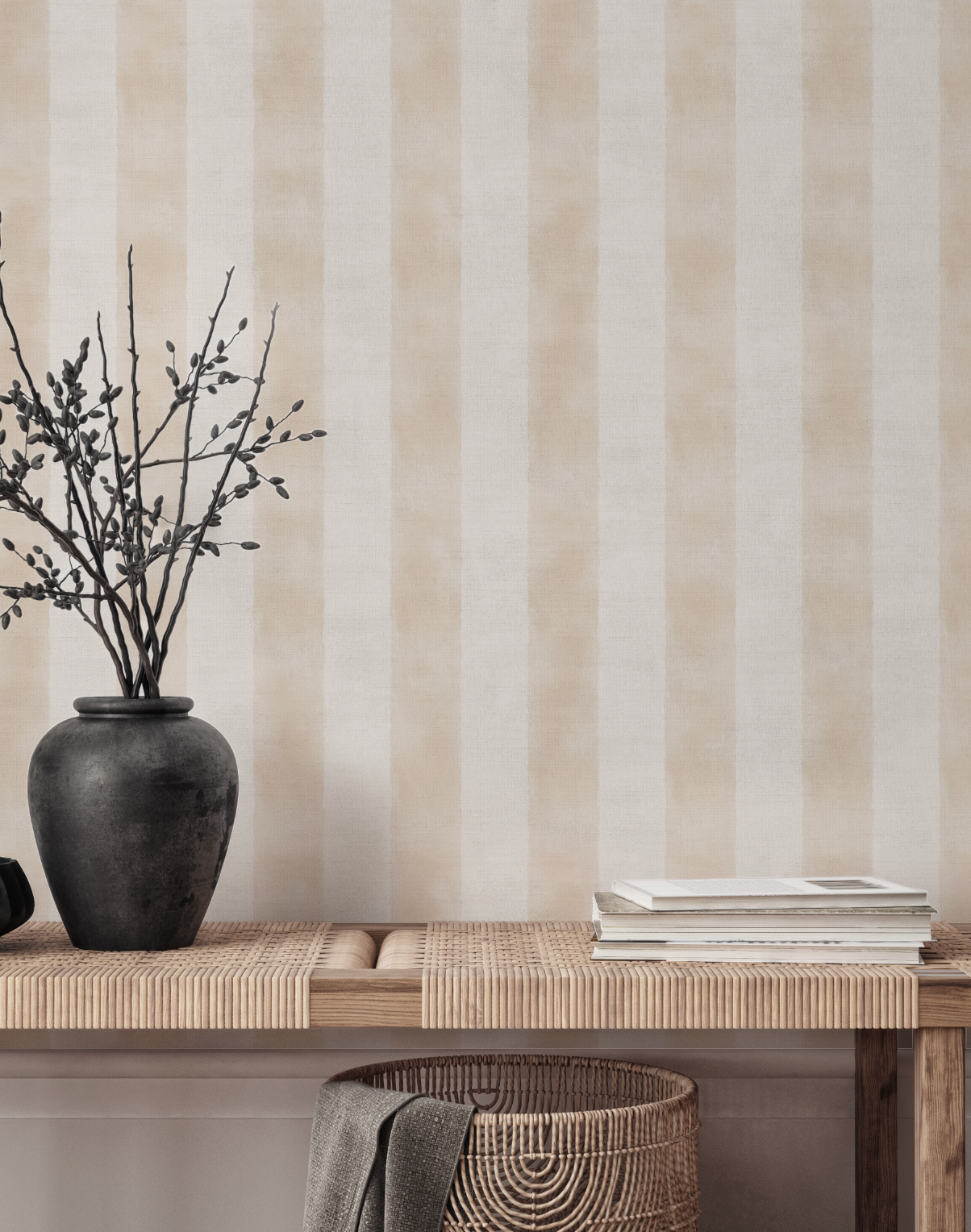 Painted Stripe In Beige Wallpaper