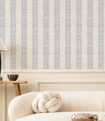 Hatching Stripe In Blue Wallpaper from Olive et Oriel where you can shop wallpaper and artworks online