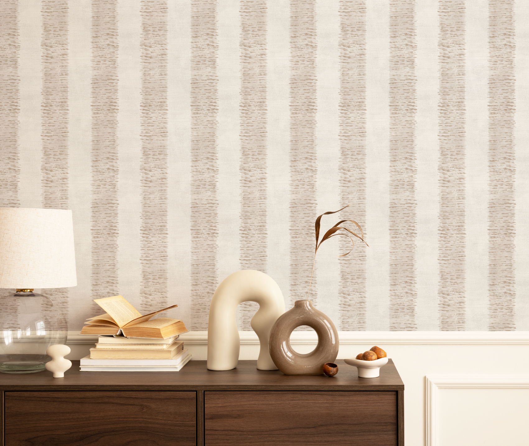 Hatching Stripe In Beige and Cream Wallpaper