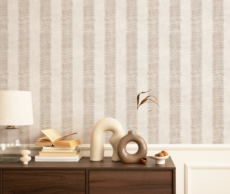 Hatching Stripe In Beige and Cream Wallpaper from Olive et Oriel where you can shop wallpaper and artworks online