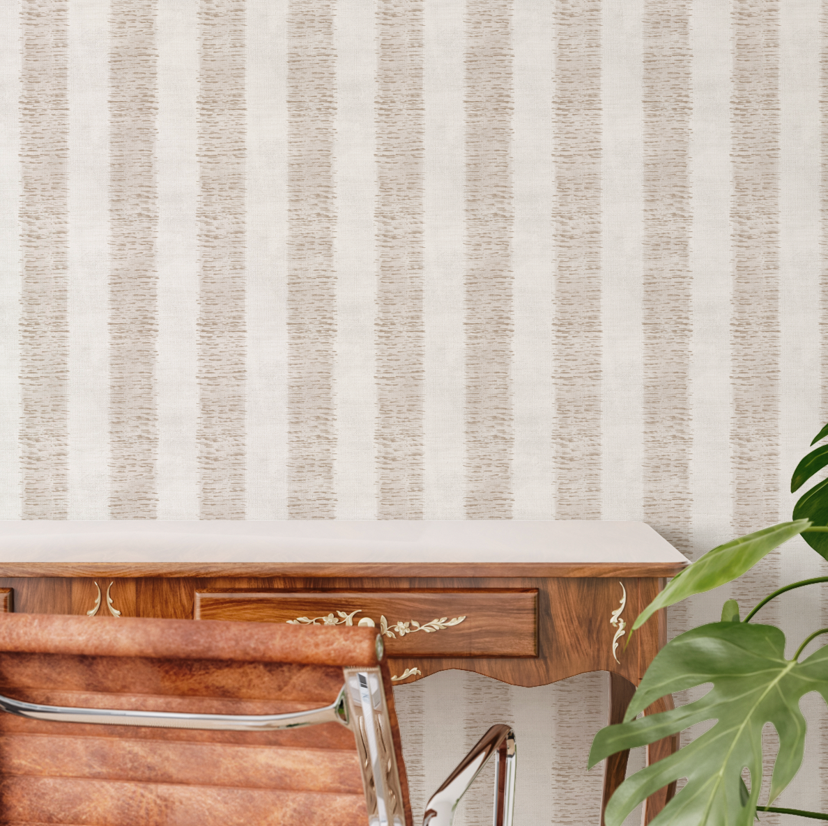 Hatching Stripe In Beige and Cream Wallpaper