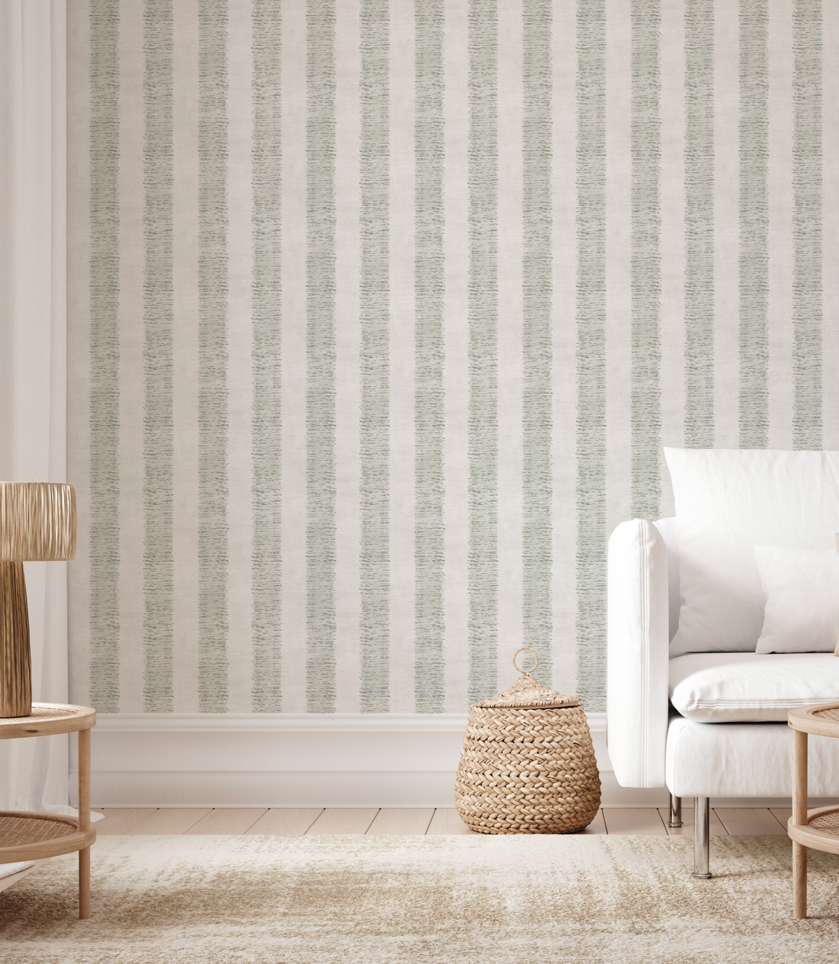 Hatching Stripe In Olive Green Wallpaper from Olive et Oriel where you can shop wallpaper and artworks online
