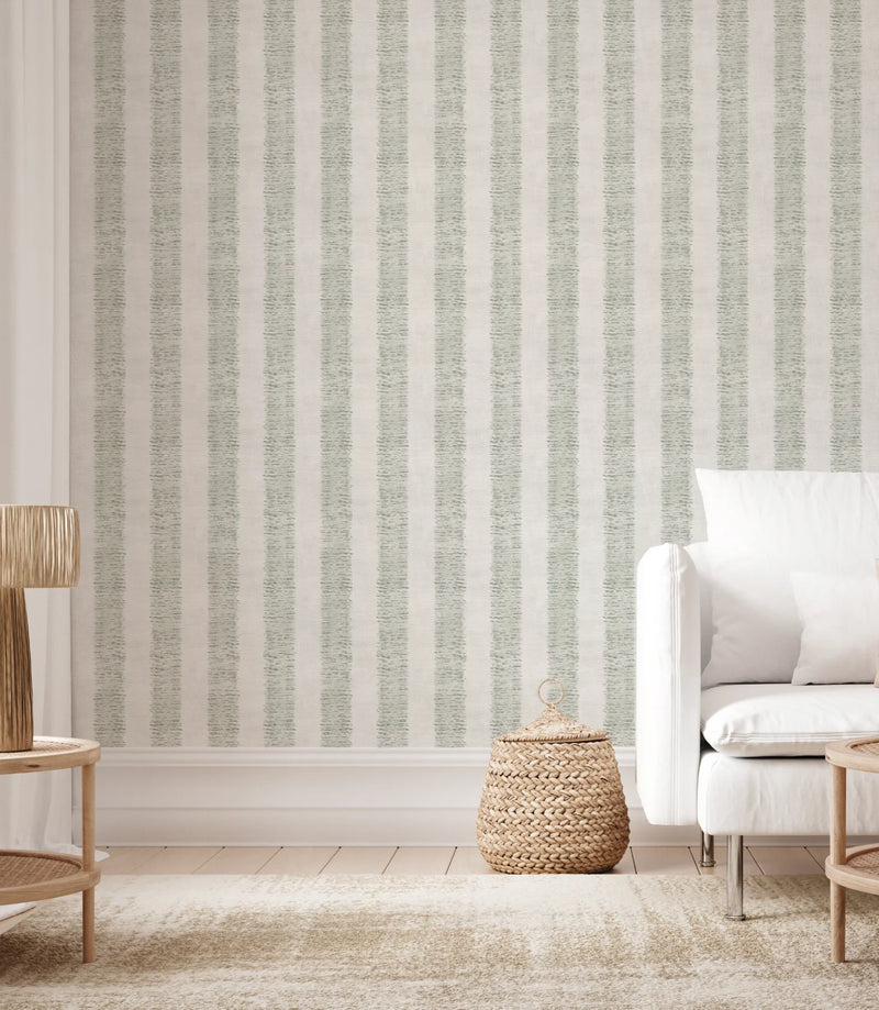 SALE Hatching Stripe In Olive Green Wallpaper