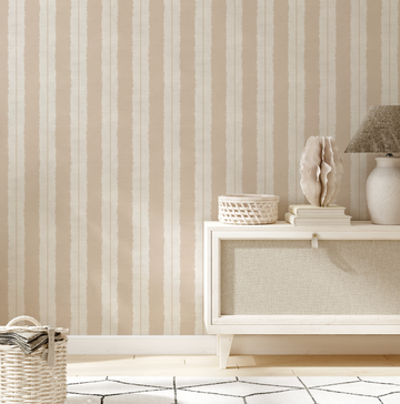 Painterly Stripes In Beige and Cream Wallpaper from Olive et Oriel where you can shop wallpaper and artworks online