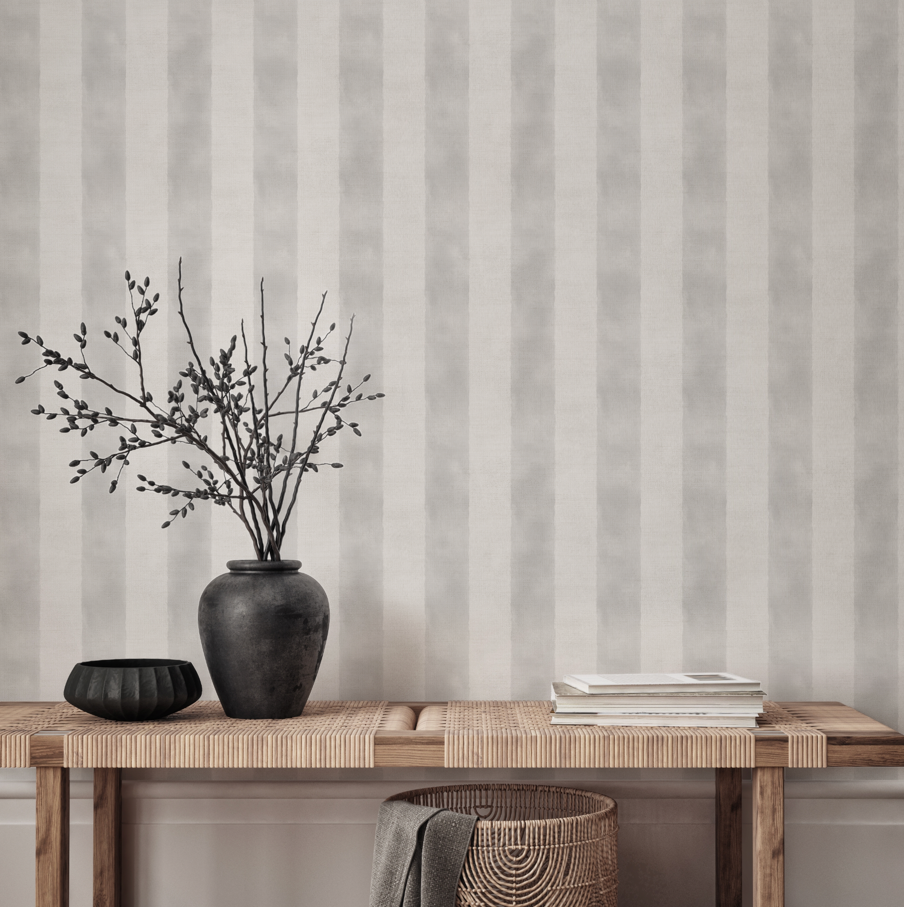 Painted Stripe In Grey Mist Wallpaper