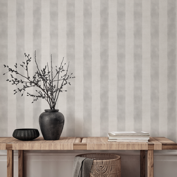 Painted Stripe In Grey Mist Wallpaper from Olive et Oriel where you can shop wallpaper and artworks online