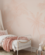 The Palms in Soft Terracotta Pink Wallpaper Mural