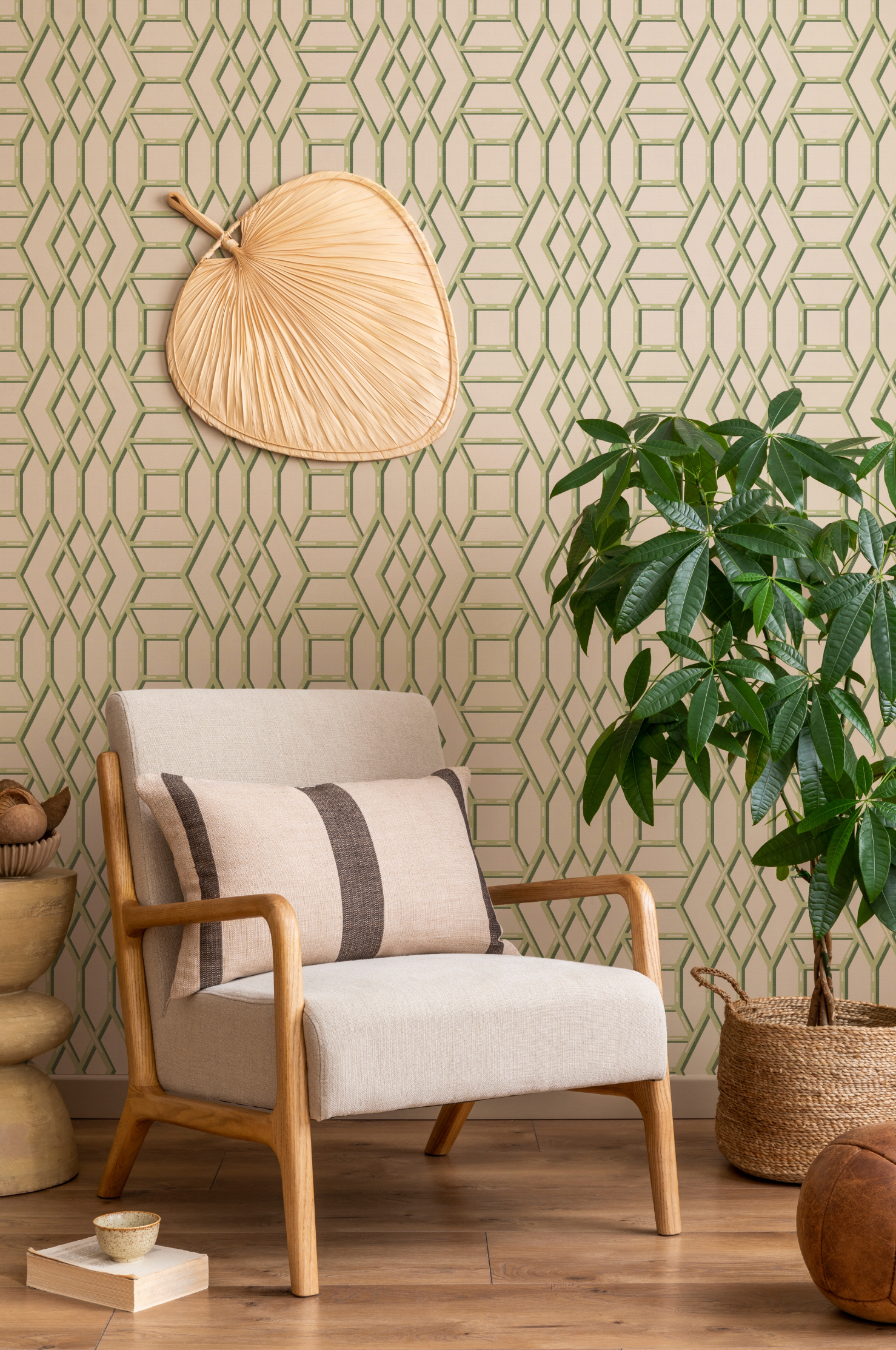 Coastal Lattice In Green Wallpaper