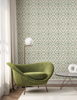 Manner Lattice in Green Wallpaper