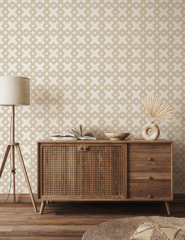 Diamond Lattice Beige Wallpaper from Olive et Oriel where you can shop wallpaper and artworks online