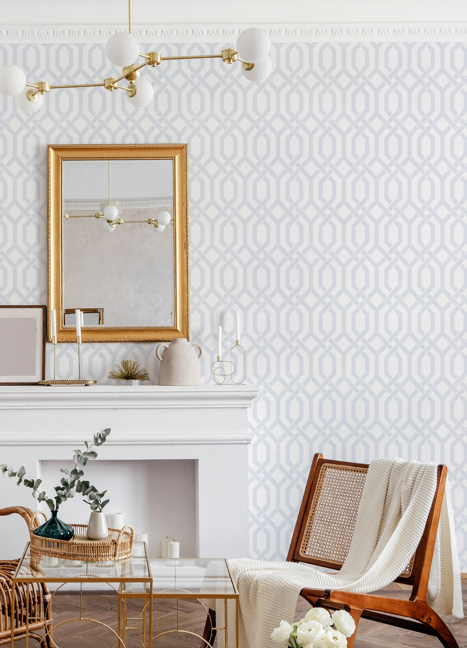 Montauk Trellis In Coastal Blue Wallpaper