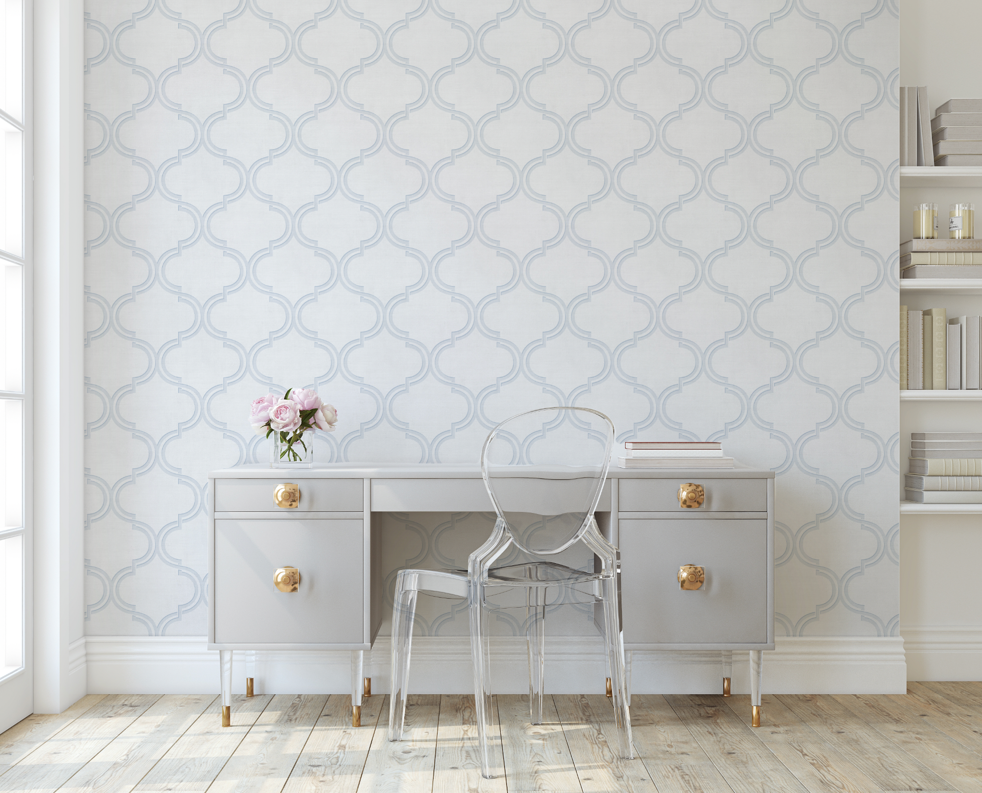 Lattice Luxe In Coastal Blue Wallpaper