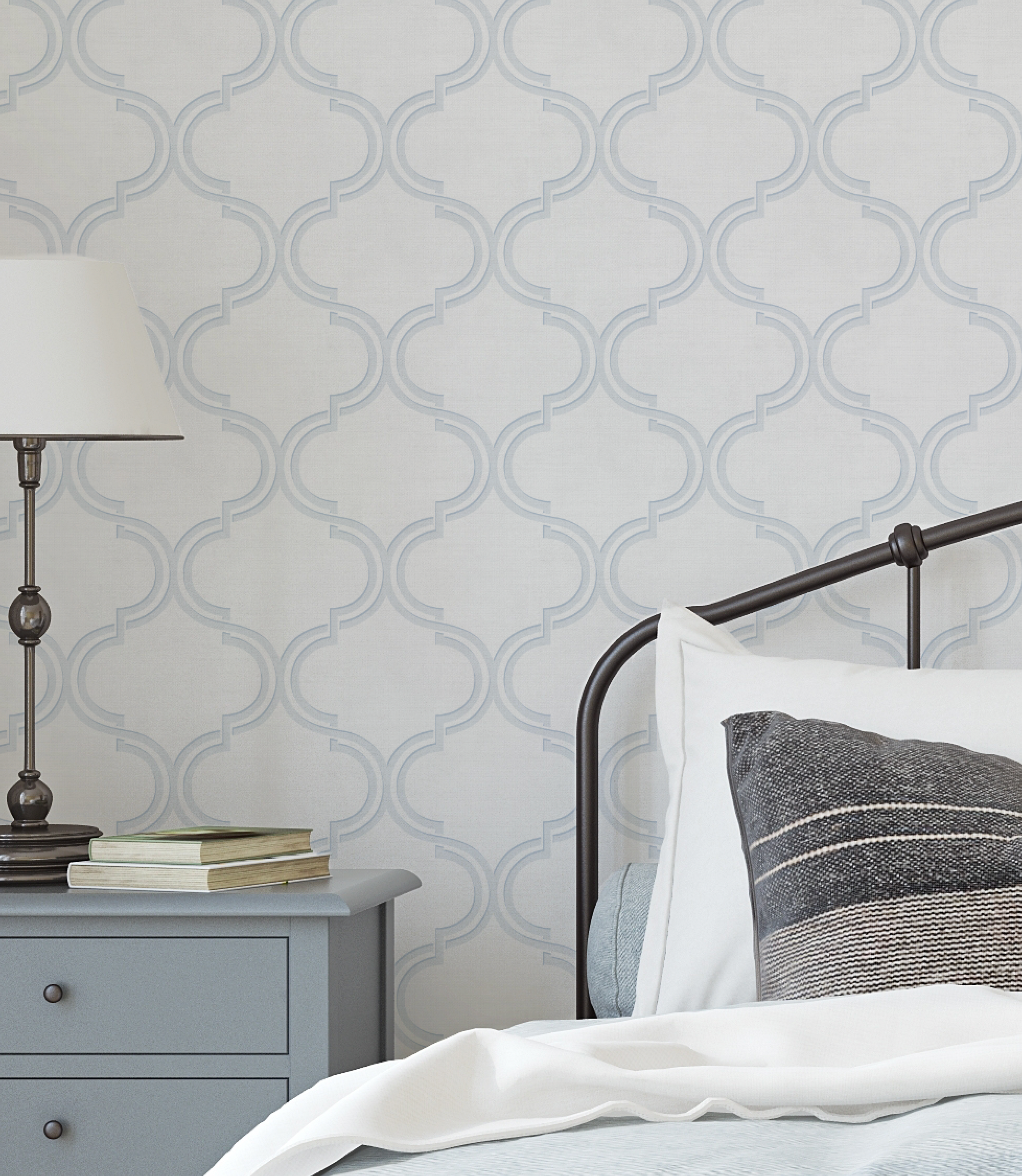 Lattice Luxe In Coastal Blue Wallpaper