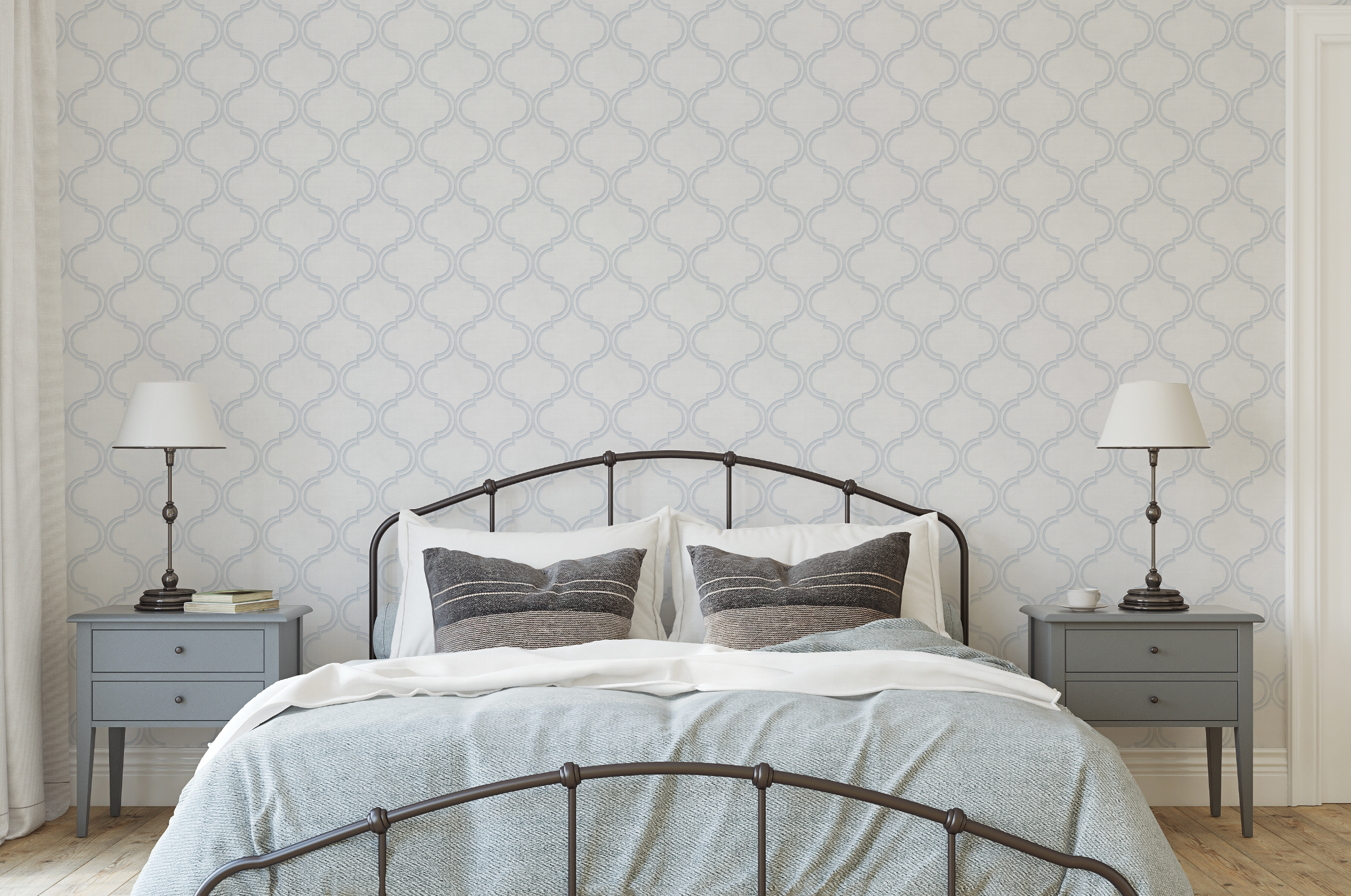 Lattice Luxe In Coastal Blue Wallpaper