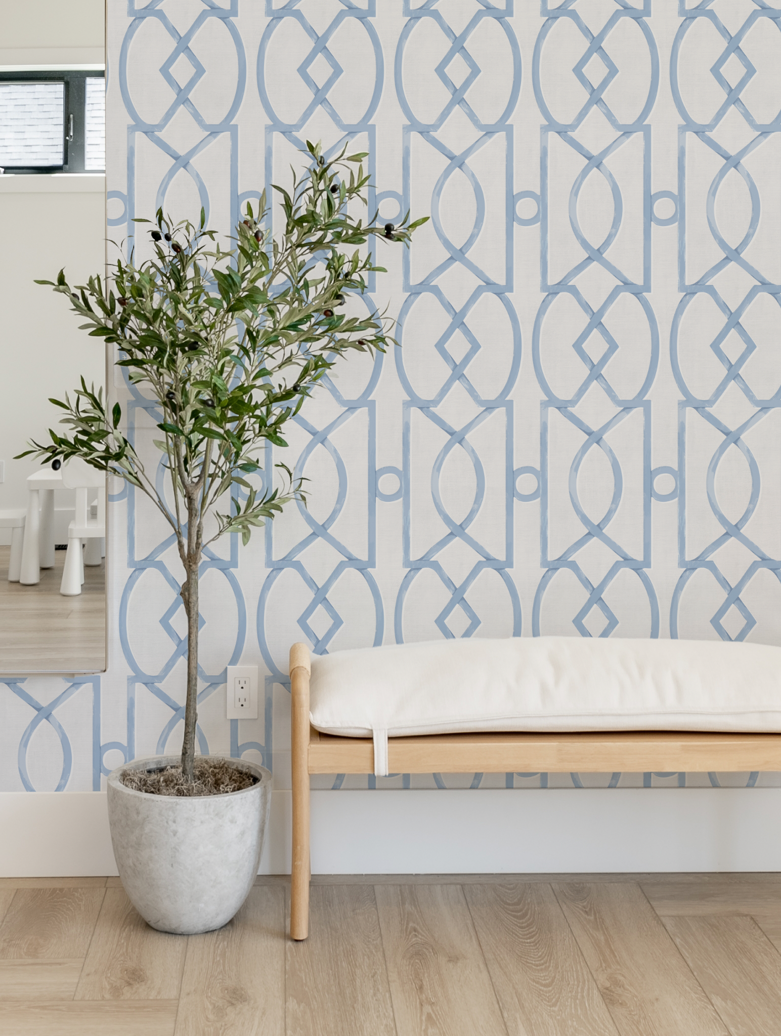 Trellis Luxe in Heritage Blue Wallpaper