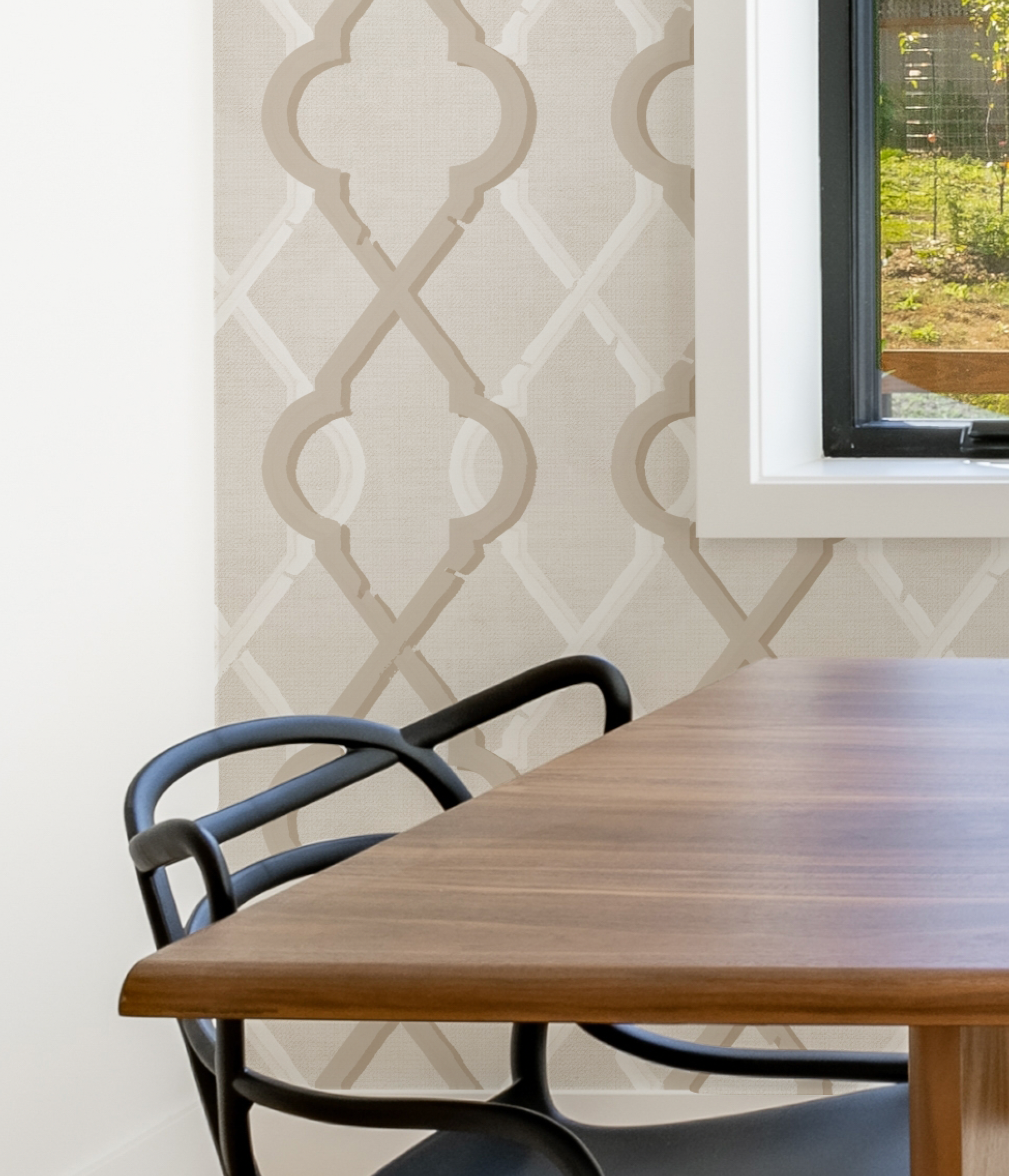 Painted Lattice in Warm Beige Wallpaper