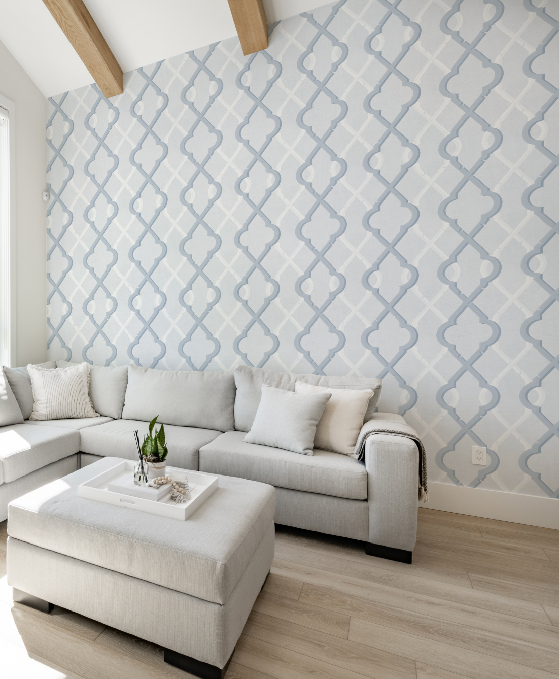 Painted Lattice in Coastal Blue Wallpaper