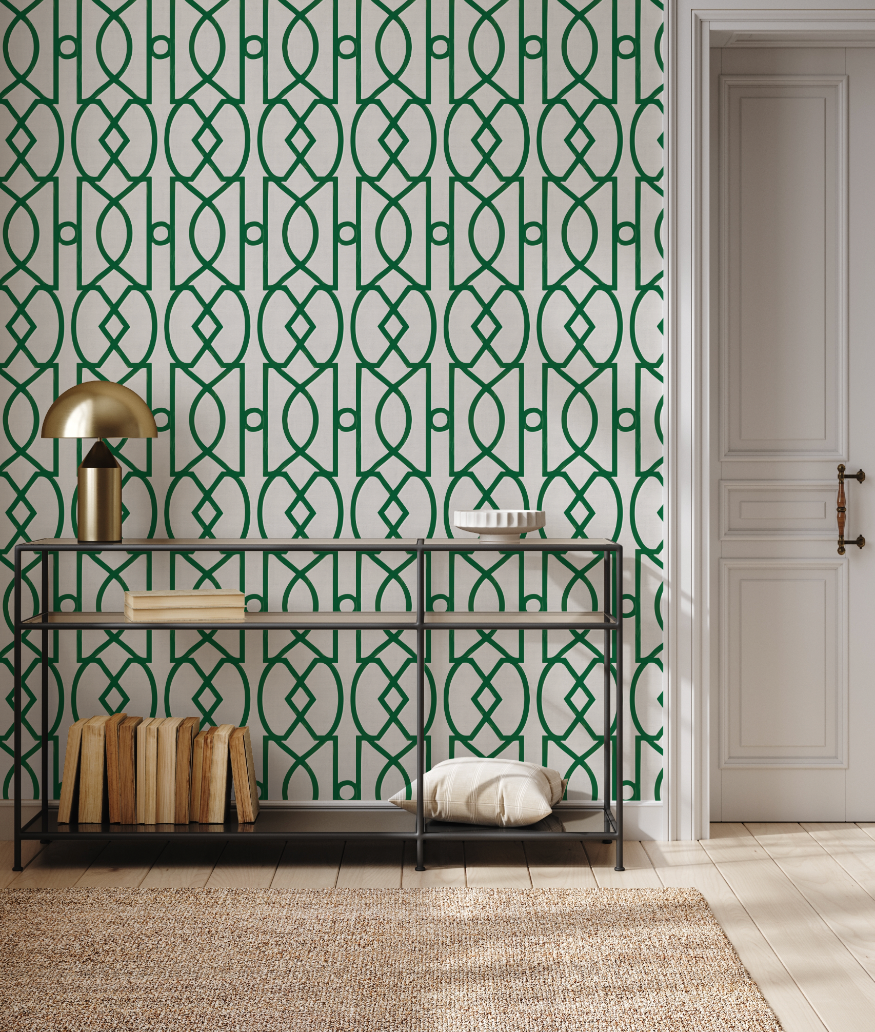 Trellis Luxe in Forest Green Wallpaper