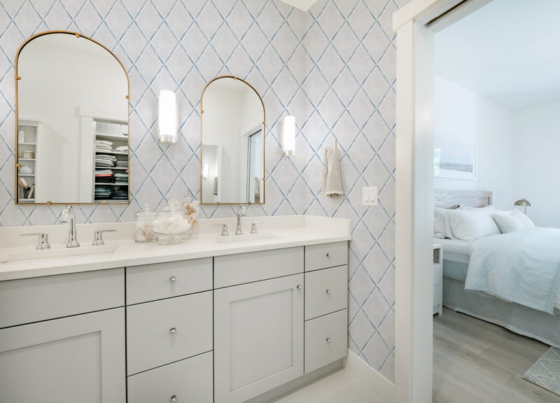 Bamboo Lattice in Coastal Blue Wallpaper from Olive et Oriel where you can shop wallpaper and artworks online