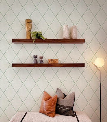 Bamboo Lattice in Sage Green Wallpaper from Olive et Oriel where you can shop wallpaper and artworks online