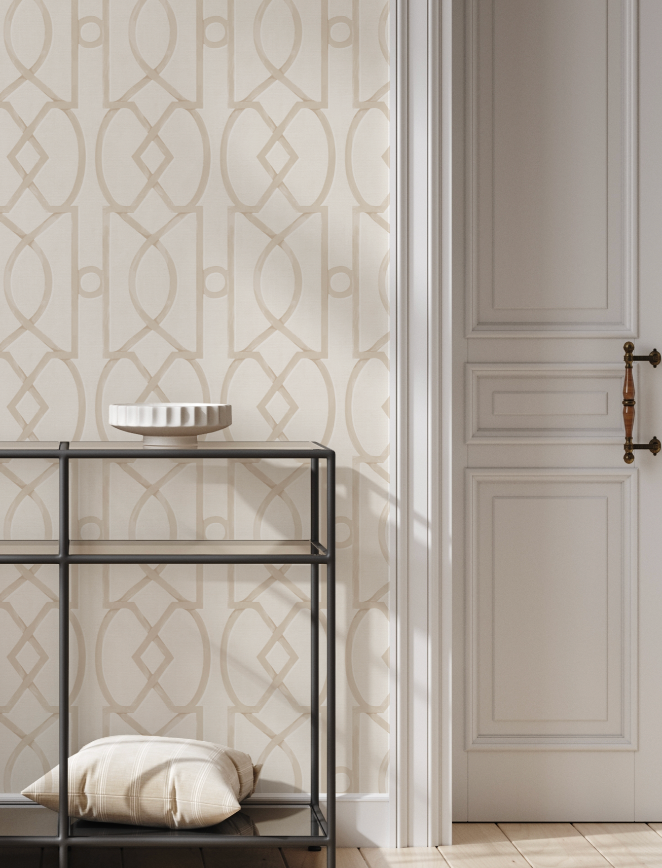 Trellis Luxe in Heritage Beige Wallpaper