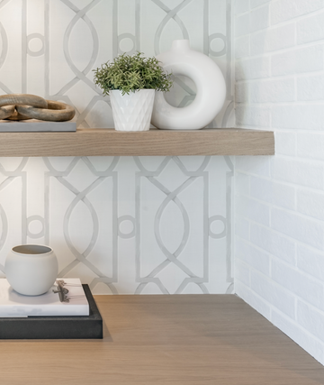 Trellis Luxe in Soft Grey Wallpaper from Olive et Oriel where you can shop wallpaper and artworks online