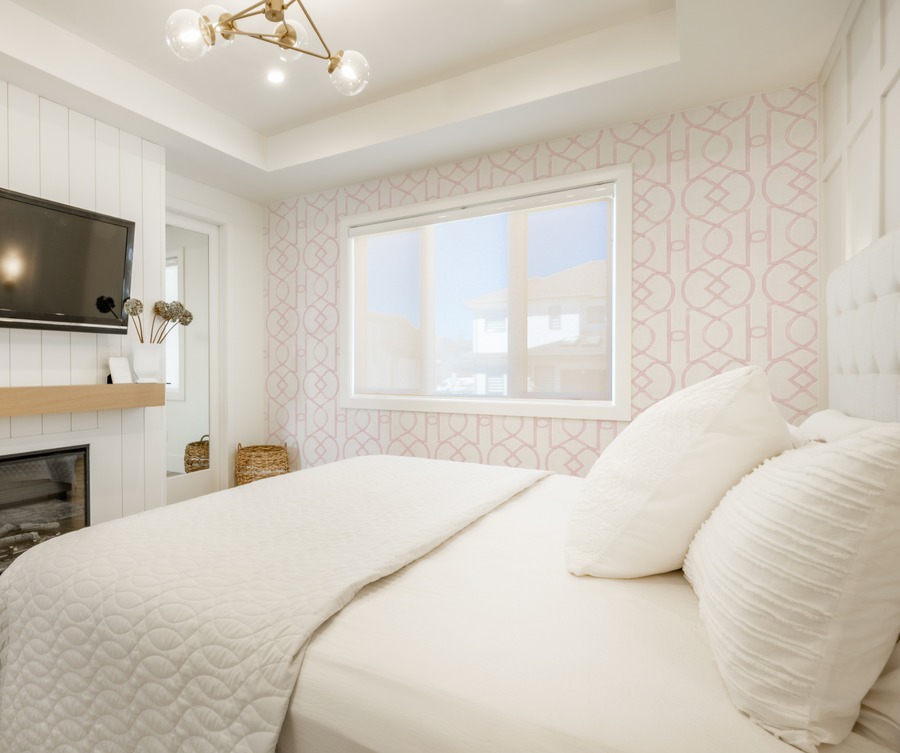 Trellis Luxe in Soft Pink Wallpaper from Olive et Oriel where you can shop wallpaper and artworks online