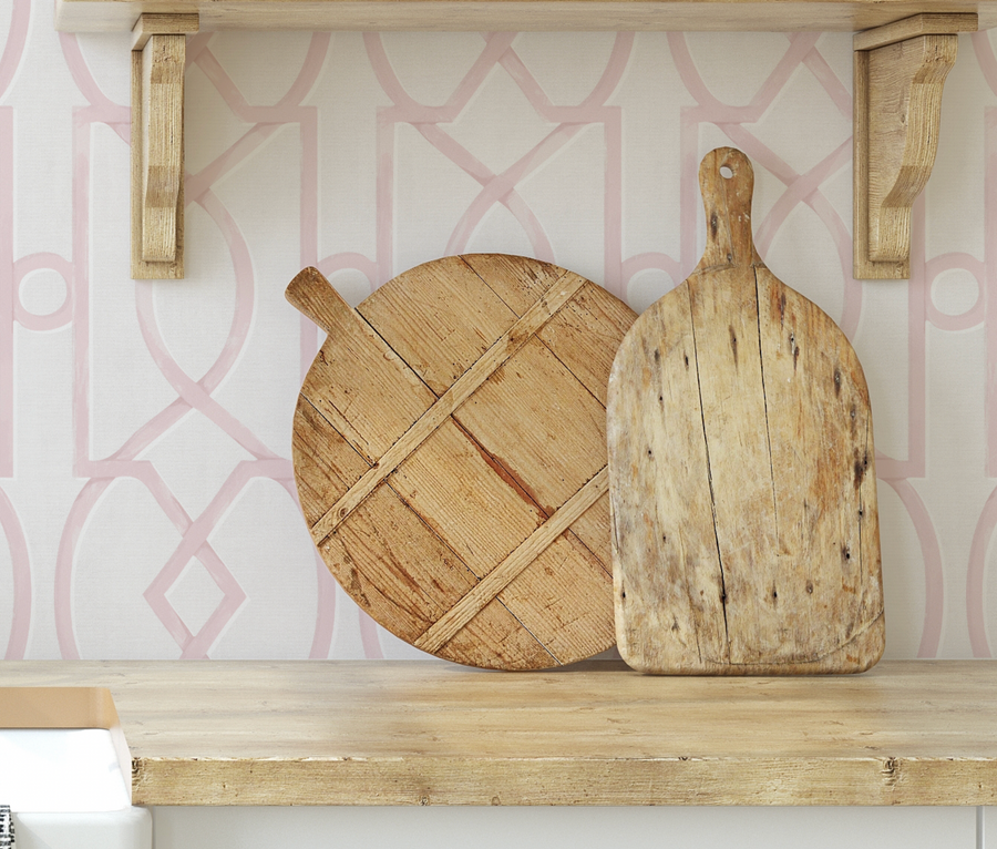 Trellis Luxe in Soft Pink Wallpaper from Olive et Oriel where you can shop wallpaper and artworks online