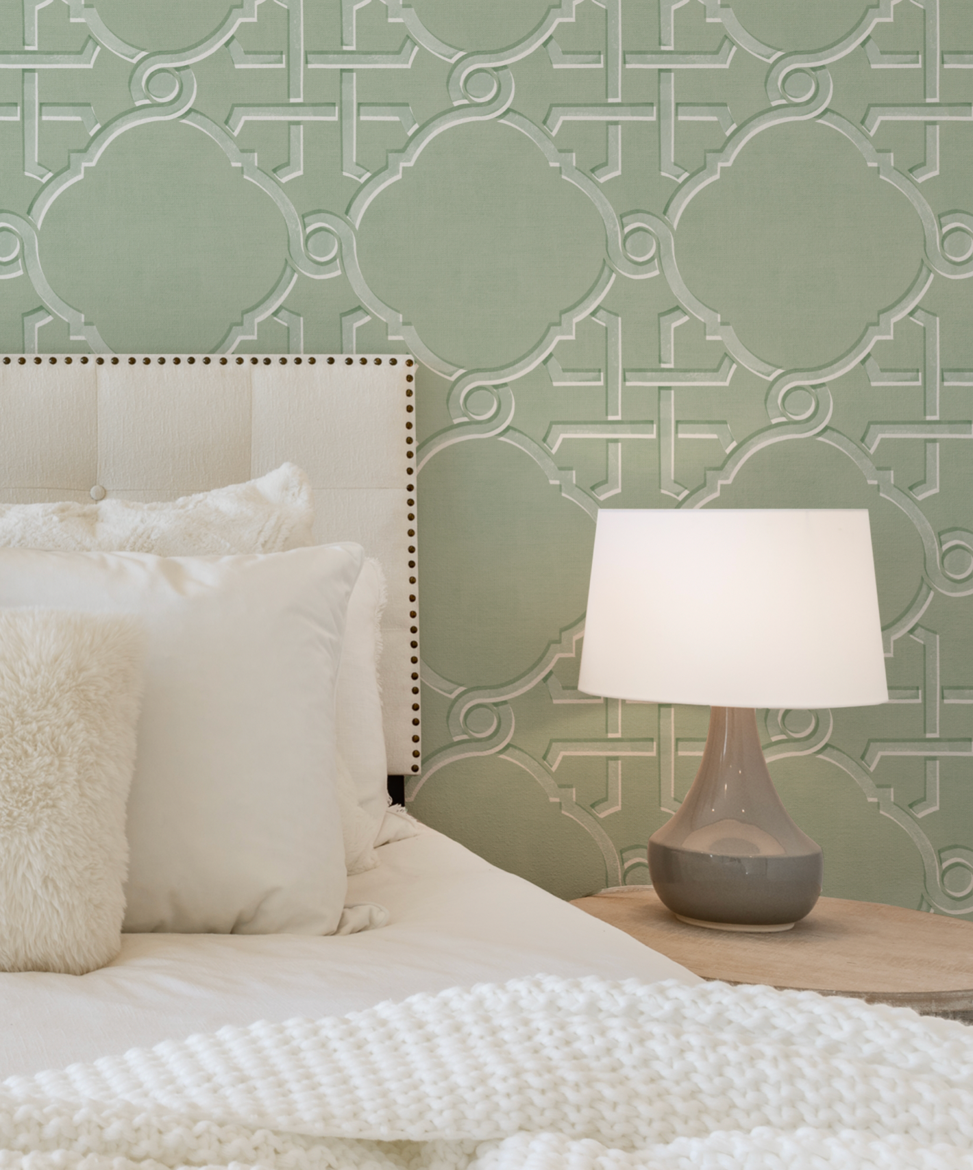 Extravagant Trellis in Sage Green Wallpaper