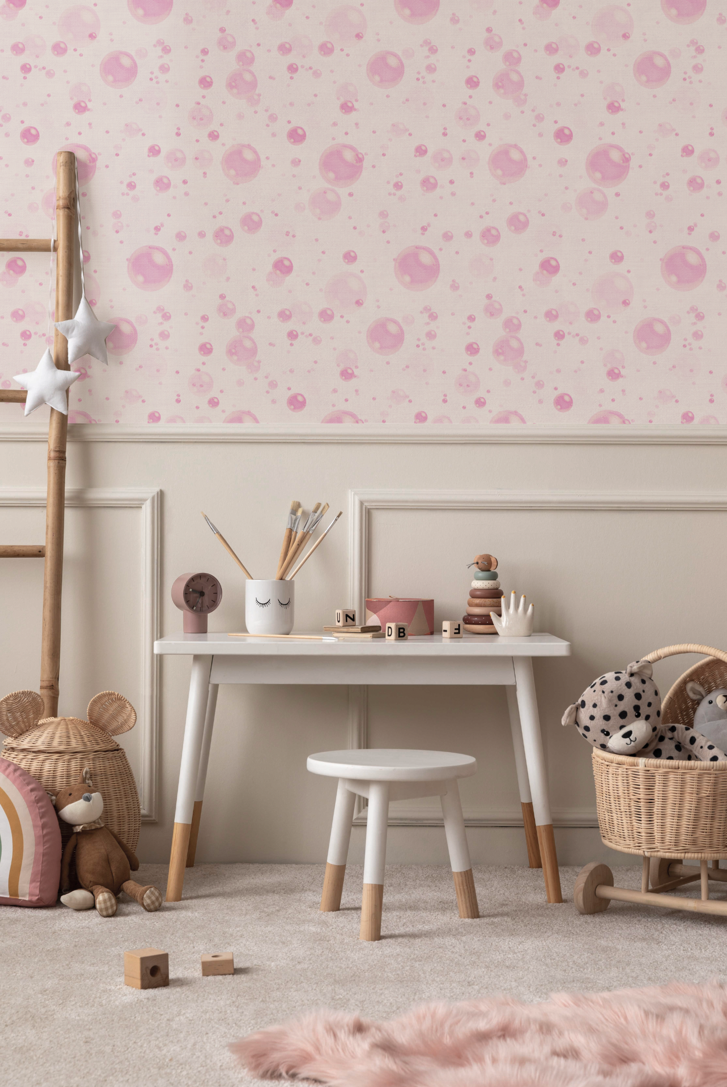 Dream House Bubbles In Pink Wallpaper