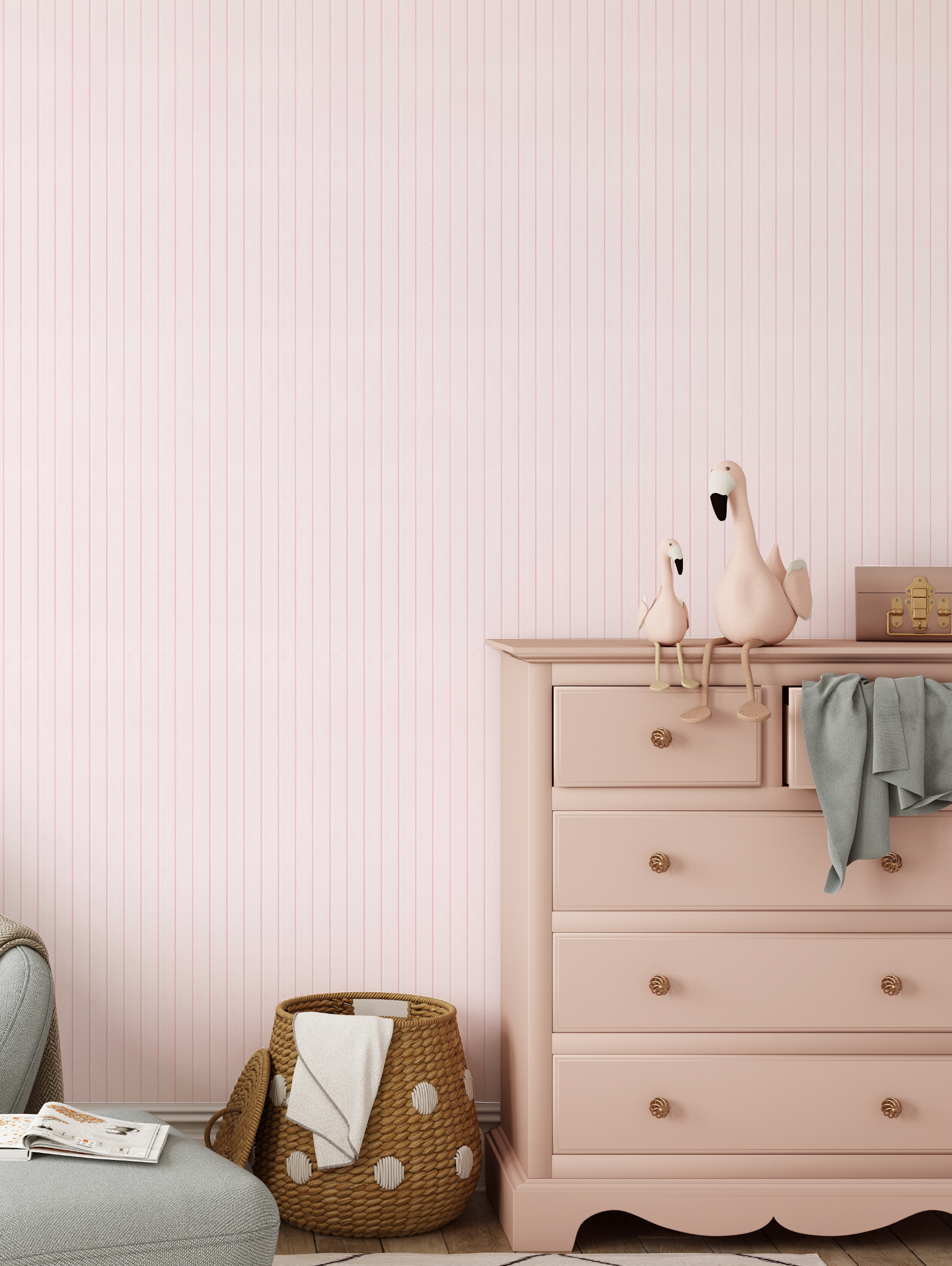 Doll House Battens In Pink Wallpaper