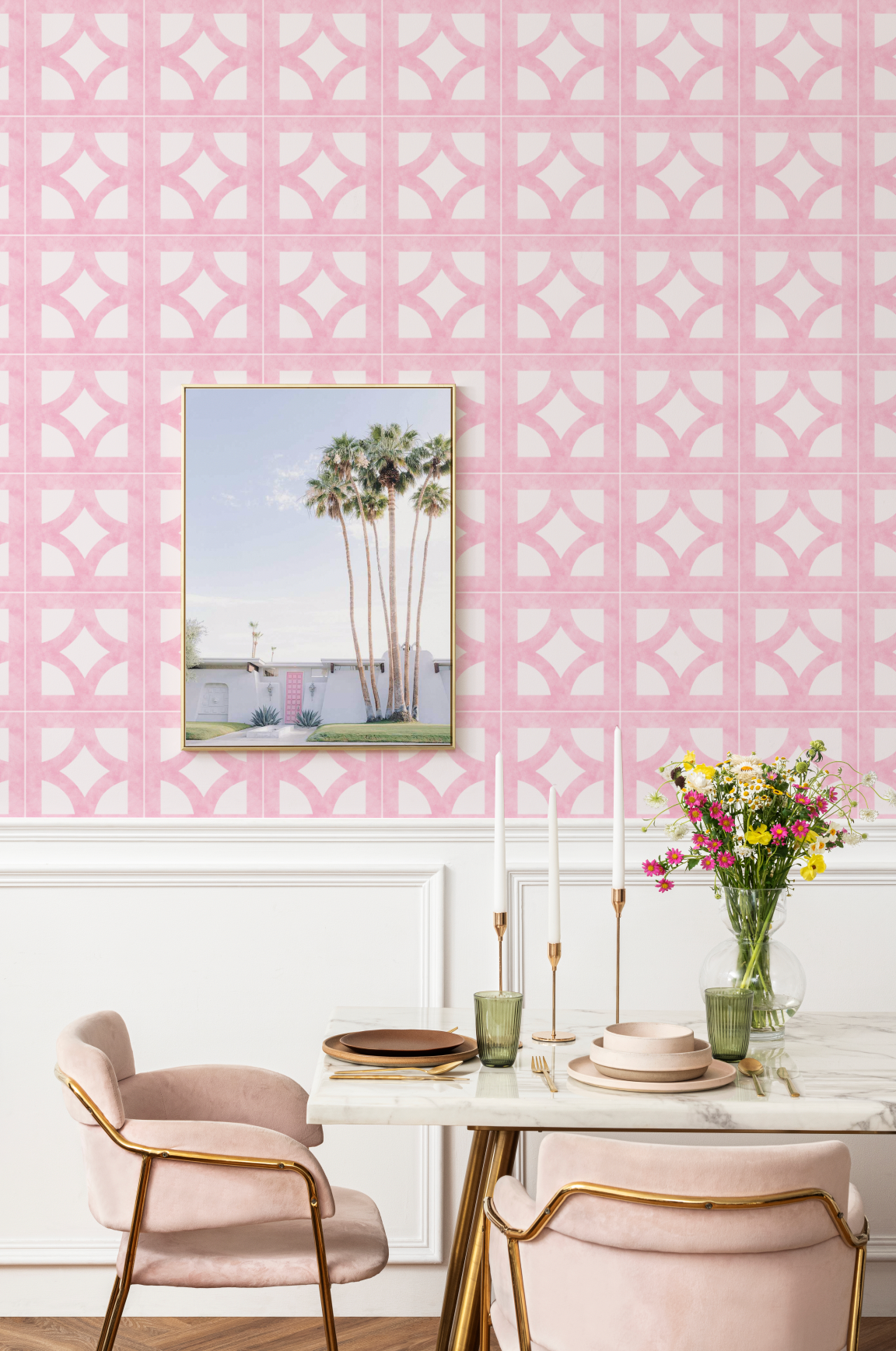 Breeze Blocks in Palm Springs Pink Wallpaper