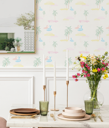 Palm Springs Dreaming Wallpaper from Olive et Oriel where you can shop wallpaper and artworks online