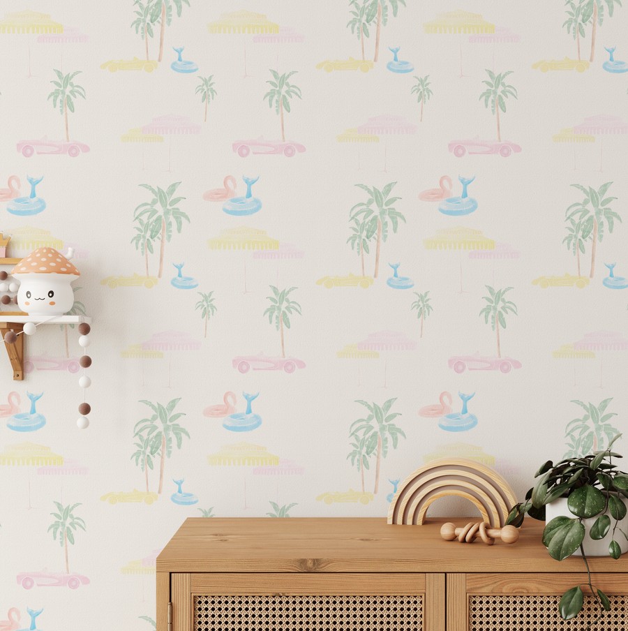 Palm Springs Dreaming Wallpaper from Olive et Oriel where you can shop wallpaper and artworks online
