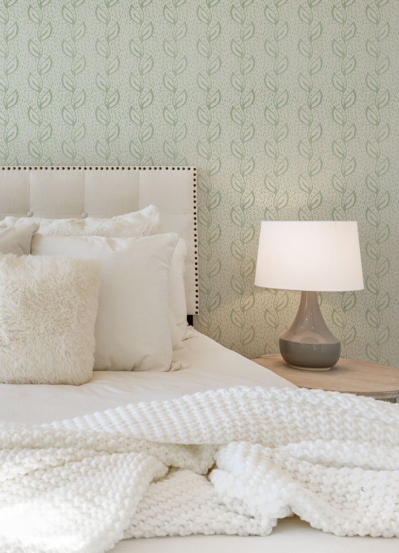 Dotted Leaves in Sage Green Wallpaper