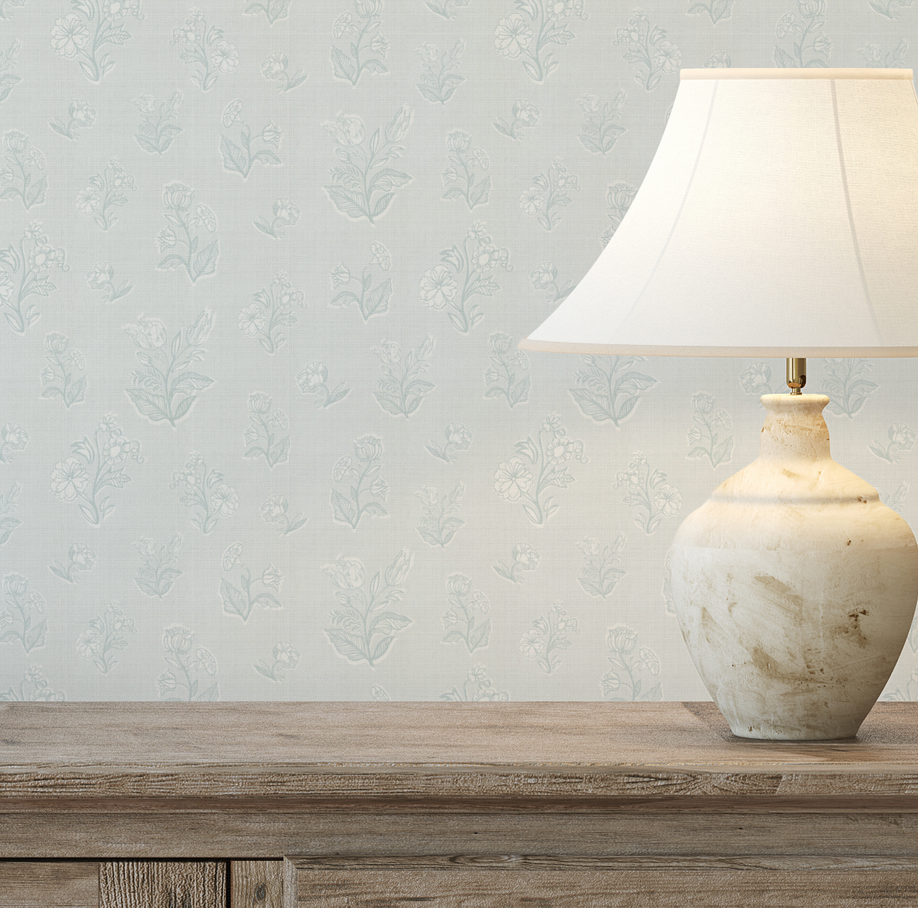 Flower Bed Posies in Light Blue Wallpaper from Olive et Oriel where you can shop wallpaper and artworks online