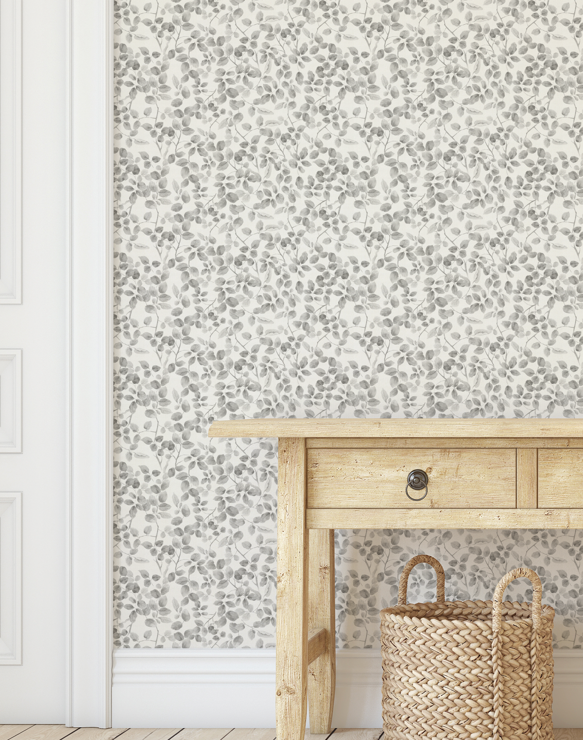 Leafy Country Foliage in Charcoal Grey Wallpaper from Olive et Oriel where you can shop wallpaper and artworks online