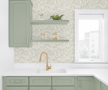 Leafy Country Foliage in Sage Green Wallpaper from Olive et Oriel where you can shop wallpaper and artworks online