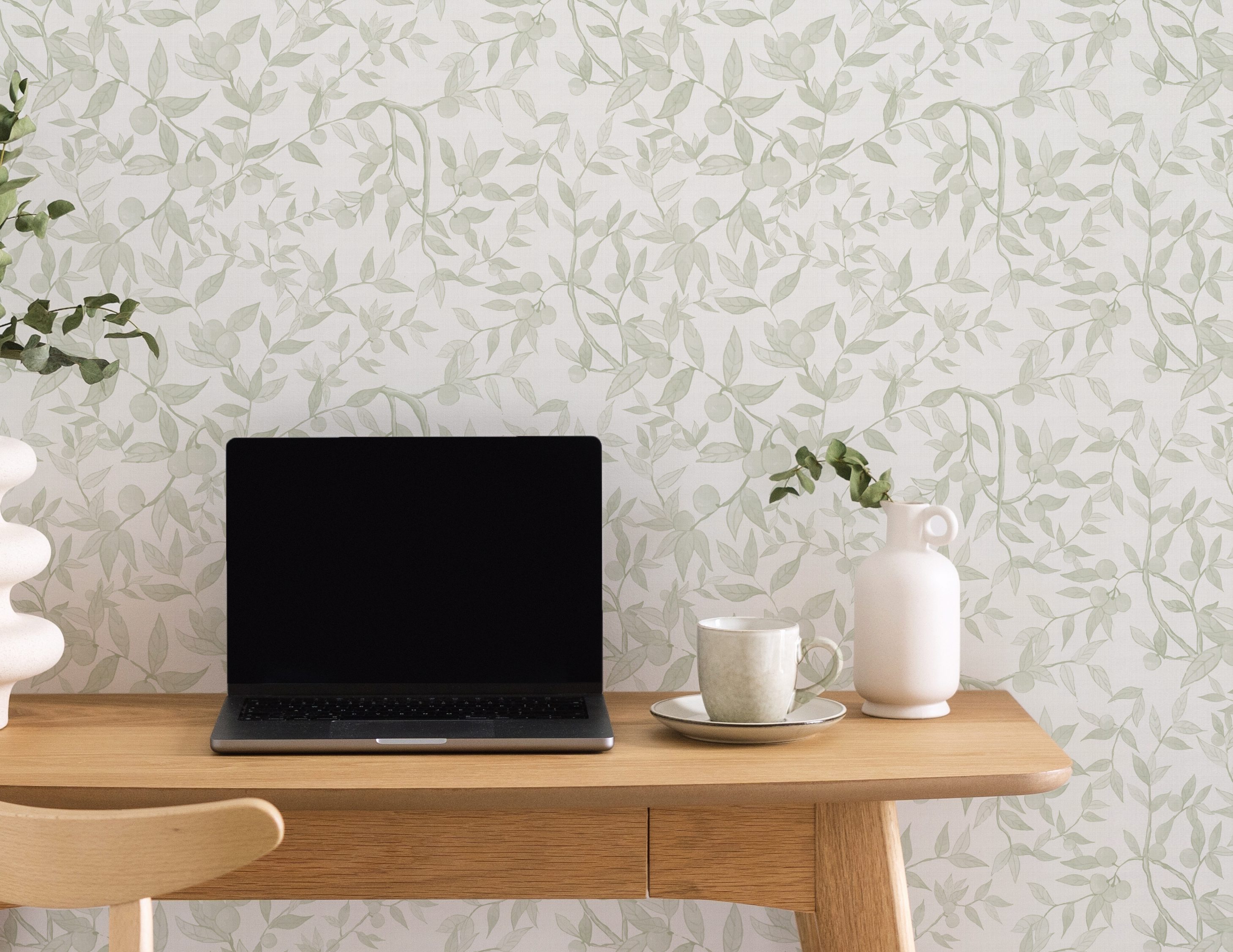 Citrus Tree Luxe in Sage Green Wallpaper