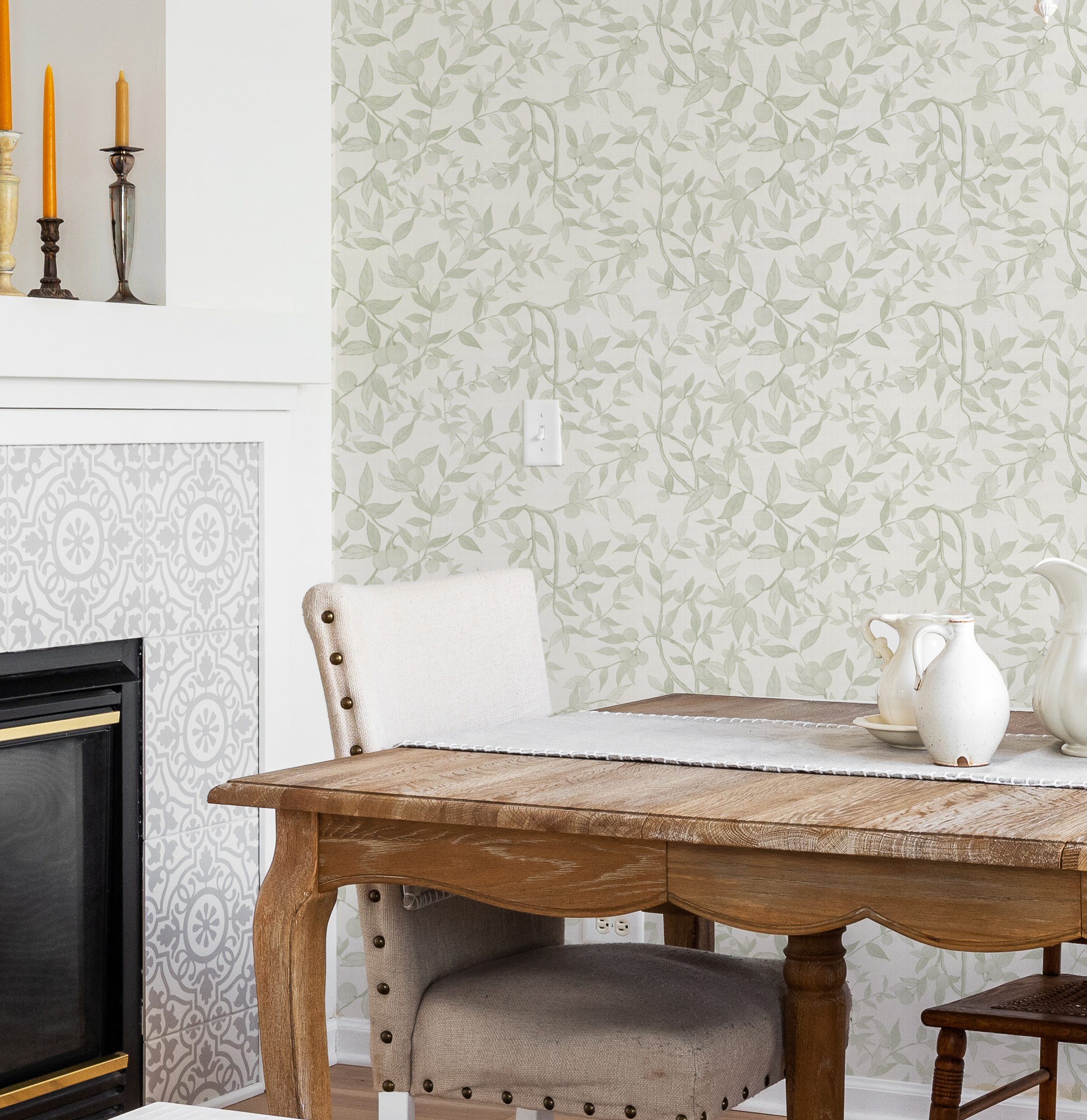 Citrus Tree Luxe in Sage Green Wallpaper