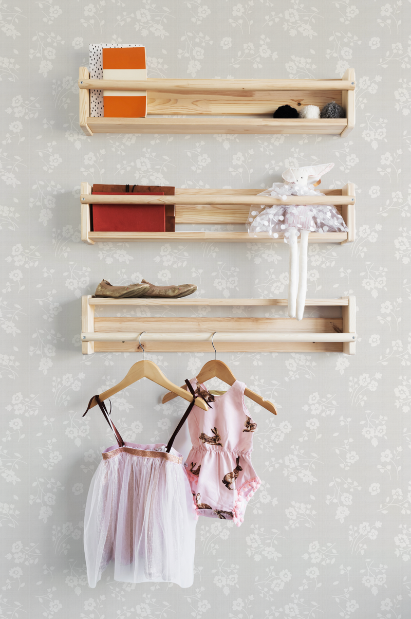 Falling Posies in Soft Grey Wallpaper from Olive et Oriel where you can shop wallpaper and artworks online