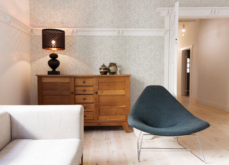 Garden Foliage in Soft Grey Wallpaper from Olive et Oriel where you can shop wallpaper and artworks online