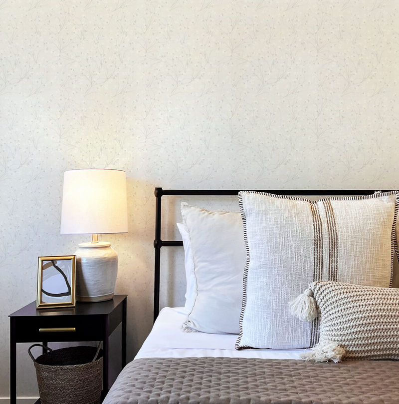 Country Wildflowers in Soft Grey Wallpaper from Olive et Oriel where you can shop wallpaper and artworks online